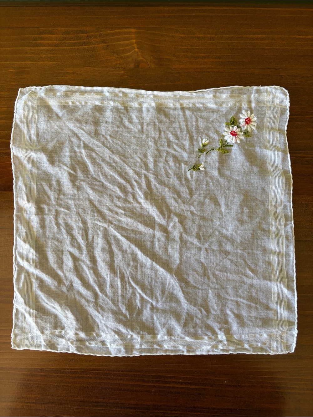 Vintage Floral Embroidered Handkerchief